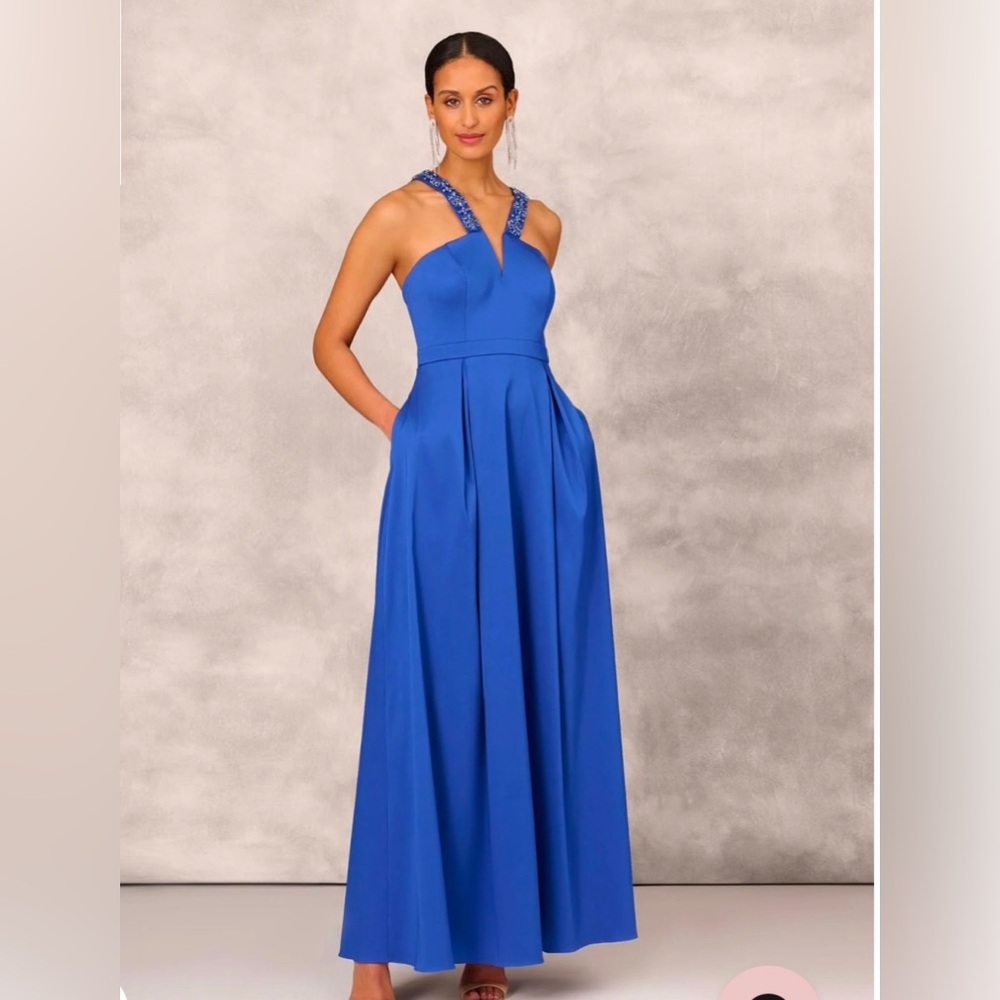 Adrianna Papell Mikado gown with jewel straps NWT size 12